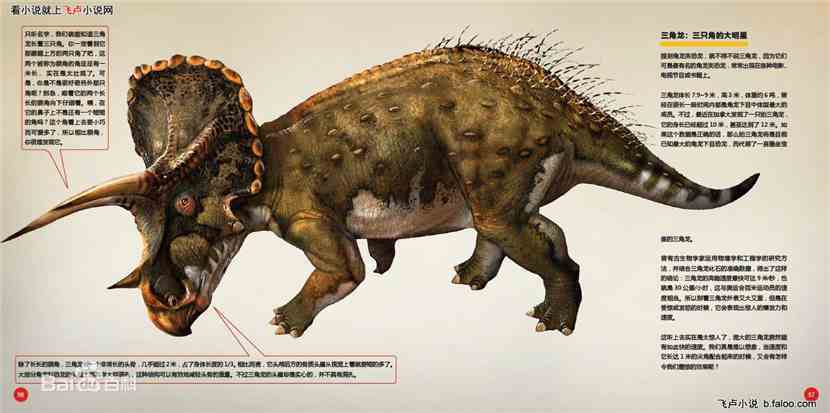 三角龙(属名:triceratops)鸟臀目角龙下目角龙科的草食性恐龙的音属